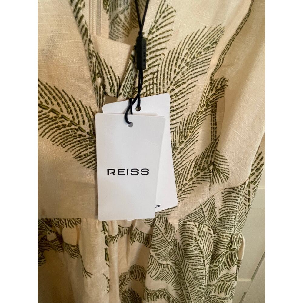 Reiss Anna Foliage Print Linen Midi Dress - Picture 8 of 14